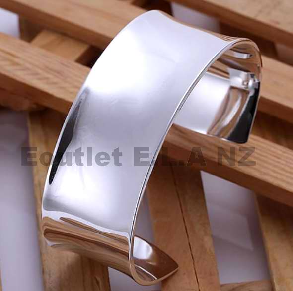 SEXY 30mm WIDE PLAIN CUFF SILVER BANGLE
